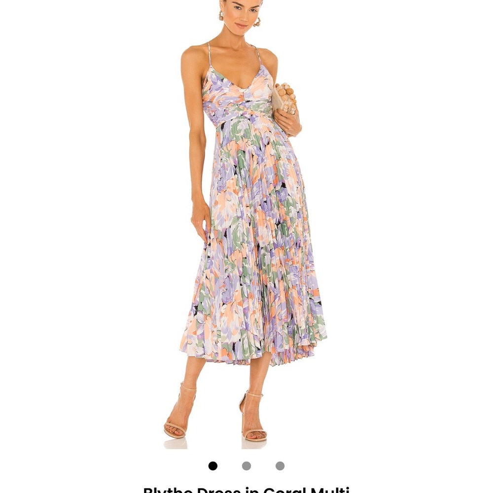 Astr Floral Pleated Midi Dress